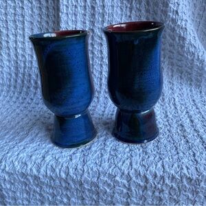 Vintage pottery goblets unique‎ drip glaze studio pottery goblets